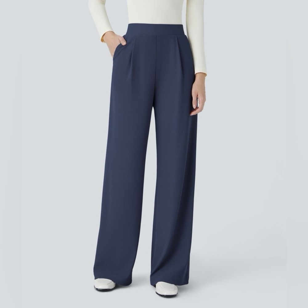 Halara Flex™ High Waisted Waist-Slimming Wide Leg Micro Waffle Work Pants xl
